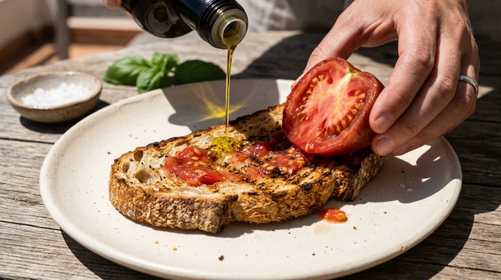 Tapas et pain grillé à la tomate