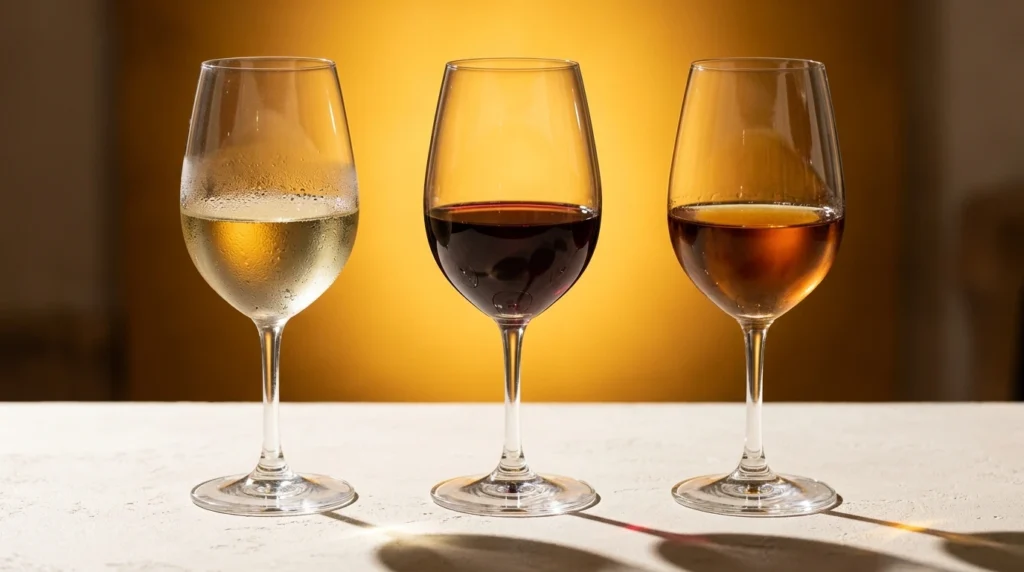 Verres de muscat et de banyuls alignés