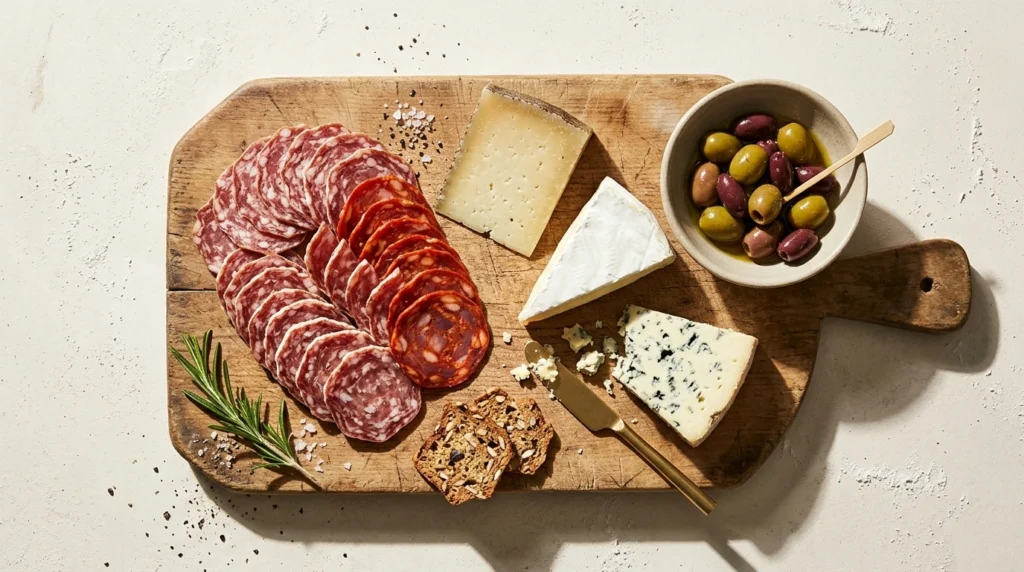 Tapas froides sur planche de bois