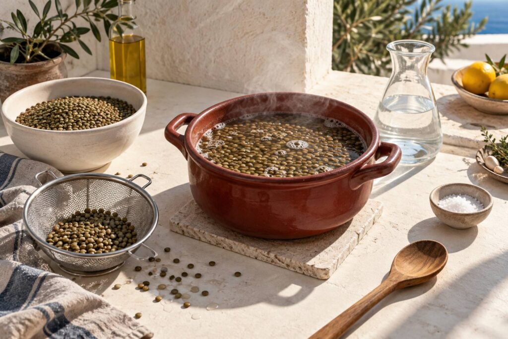 Illustration éditoriale du sujet : Cuisson lentilles : temps, eau et pourquoi saler à la fin