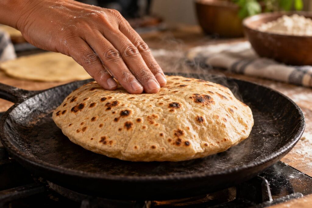 Illustration de détail sur le sujet : Chapatis : la recette indienne, la pâte et la cuisson poêle