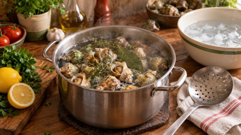 Cuisson des bulots : temps, court-bouillon et refroidissement